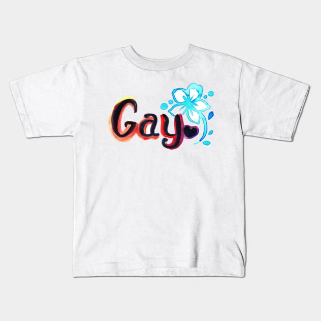 Watercolor Flower Gay Pride Kids T-Shirt by saradaboru